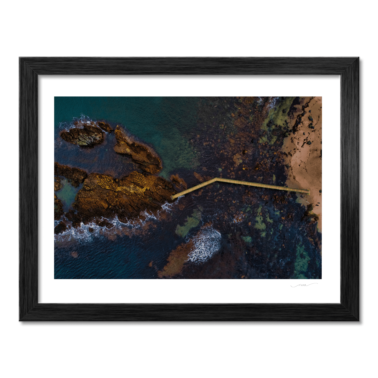 antrim-coast-wooden-pier-aerial-rocky-shoreline PM