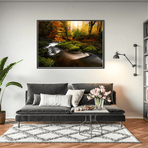 Antrim Forest Stream in Autumn Golden Light, North of Ireland fine art photography print by Nua Photography