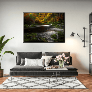 Autumn Forest Stream Long Exposure, Co. Antrim fine art photography print by Nua Photography