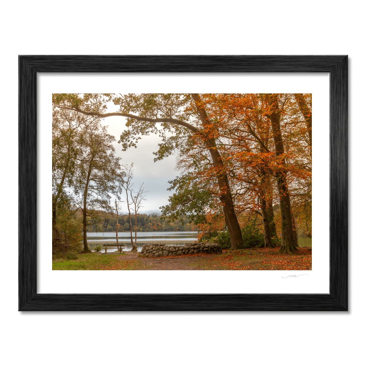 autumn-lakeside-bench-fallen-leaves PM