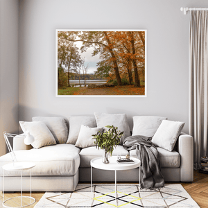 autumn-lakeside-bench-fallen-leaves WFW