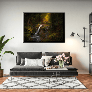 Woodland Waterfall in Autumn Light, Co. Down fine art photography print by Nua Photography