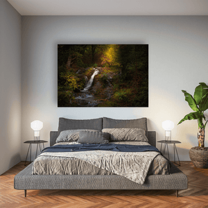 Woodland Waterfall in Autumn Light, Co. Down fine art photography print by Nua Photography
