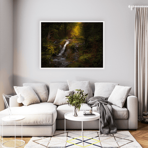 Woodland Waterfall in Autumn Light, Co. Down fine art photography print by Nua Photography