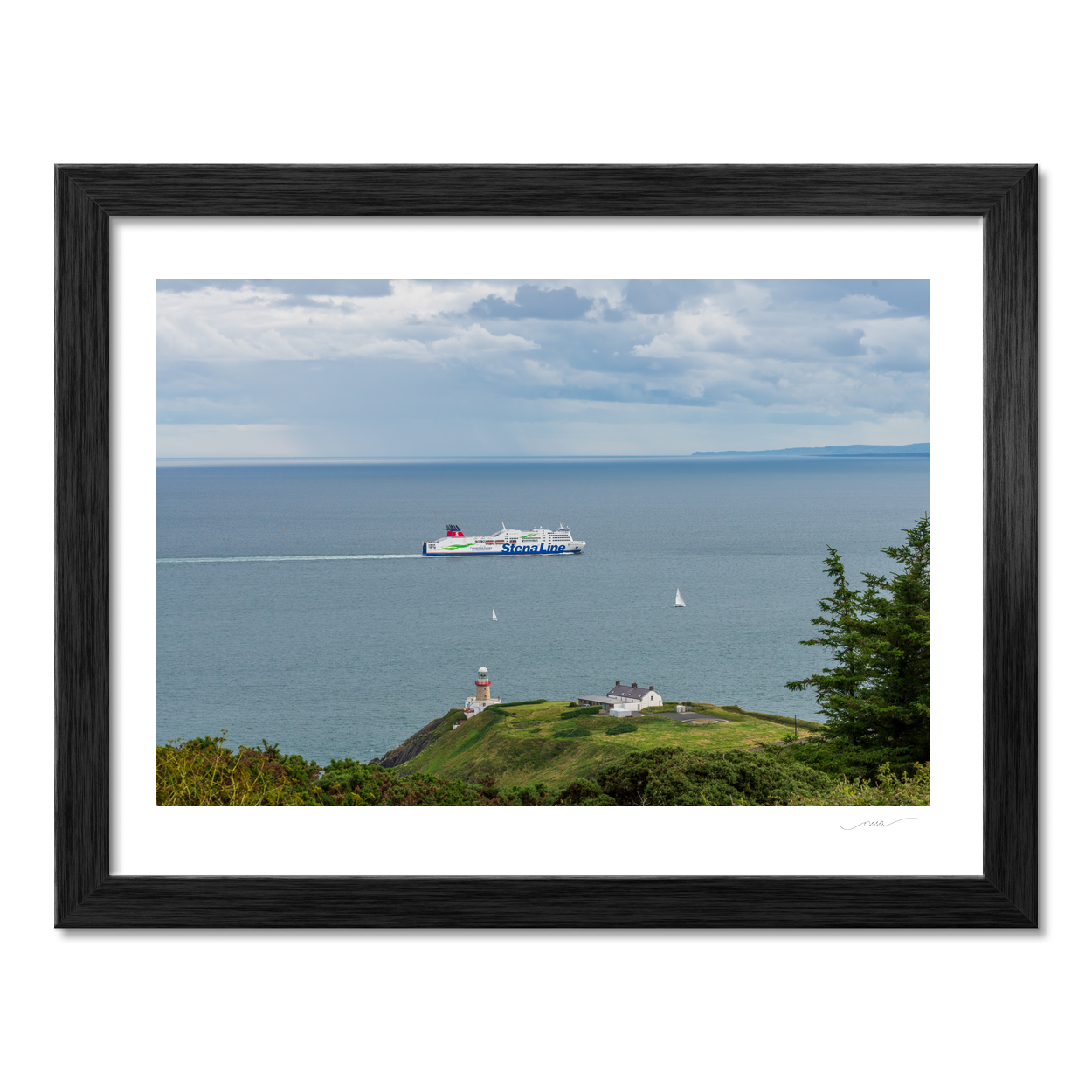 Nua Photography Print Baily Lighthouse with Stena Line Ferry Passing, Howth Co. Dublin Baily Lighthouse Howth with Ferry | Nua Photography