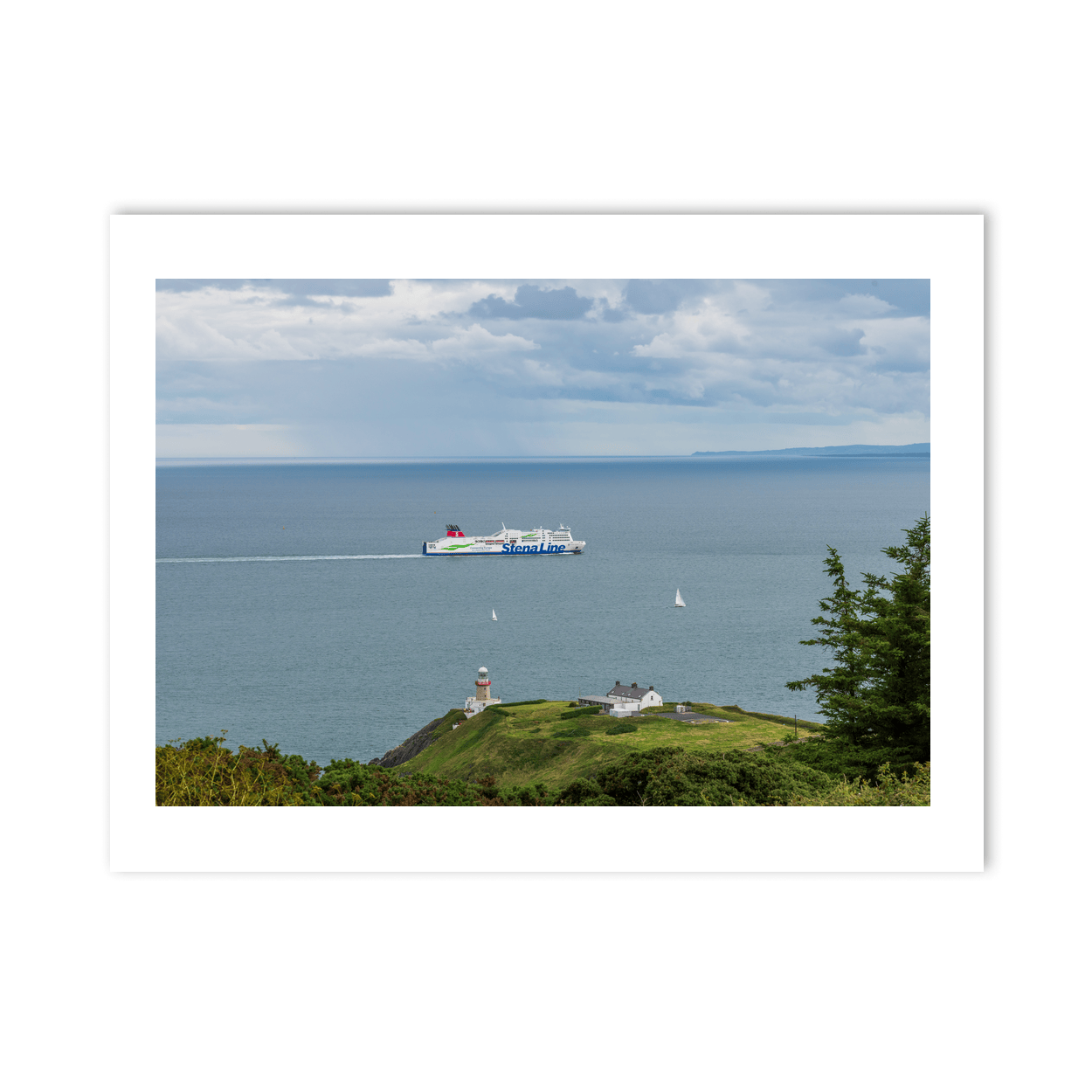 Nua Photography Print Baily Lighthouse with Stena Line Ferry Passing, Howth Co. Dublin Baily Lighthouse Howth with Ferry | Nua Photography
