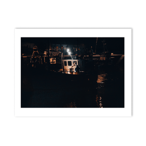 Nua Photography Print Balbriggan Harbour Fishing Boat at Night, Co. Dublin Balbriggan Harbour Fishing Boat at Night | Nua Photography