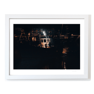 Nua Photography Print Balbriggan Harbour Fishing Boat at Night, Co. Dublin Balbriggan Harbour Fishing Boat at Night | Nua Photography