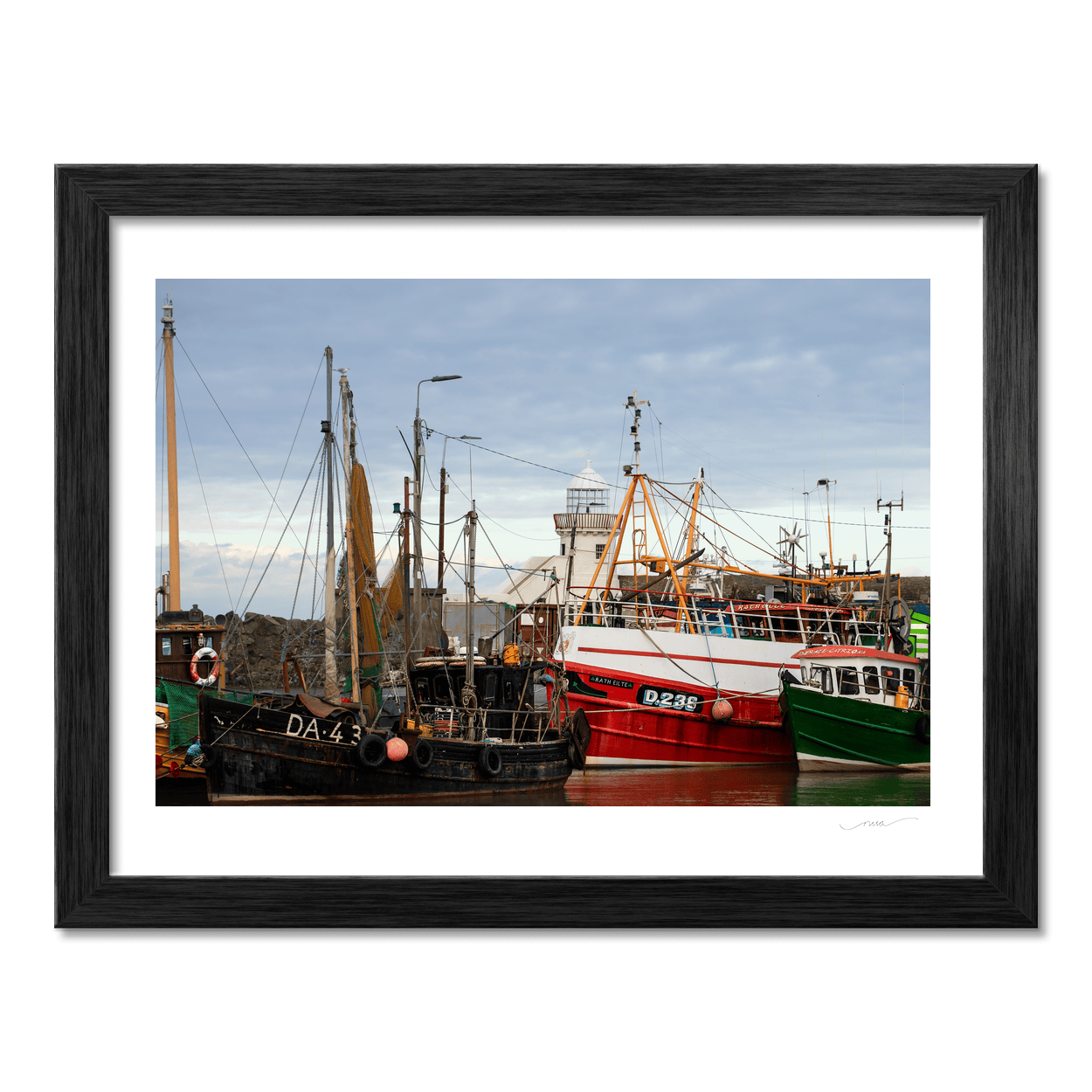 Nua Photography Print Balbriggan Harbour Fishing Boats and Lighthouse, Co. Dublin Balbriggan Harbour Fishing Boats Print | Nua Photography