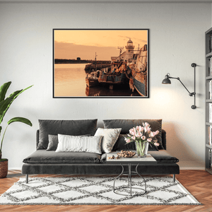 Nua Photography Print Balbriggan Harbour and Lighthouse Golden Sunset, Co. Dublin Balbriggan Harbour Golden Sunset Print | Nua Photography