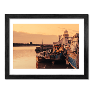 Nua Photography Print Balbriggan Harbour and Lighthouse Golden Sunset, Co. Dublin Balbriggan Harbour Golden Sunset Print | Nua Photography