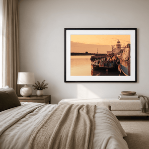 Nua Photography Print Balbriggan Harbour and Lighthouse Golden Sunset, Co. Dublin Balbriggan Harbour Golden Sunset Print | Nua Photography