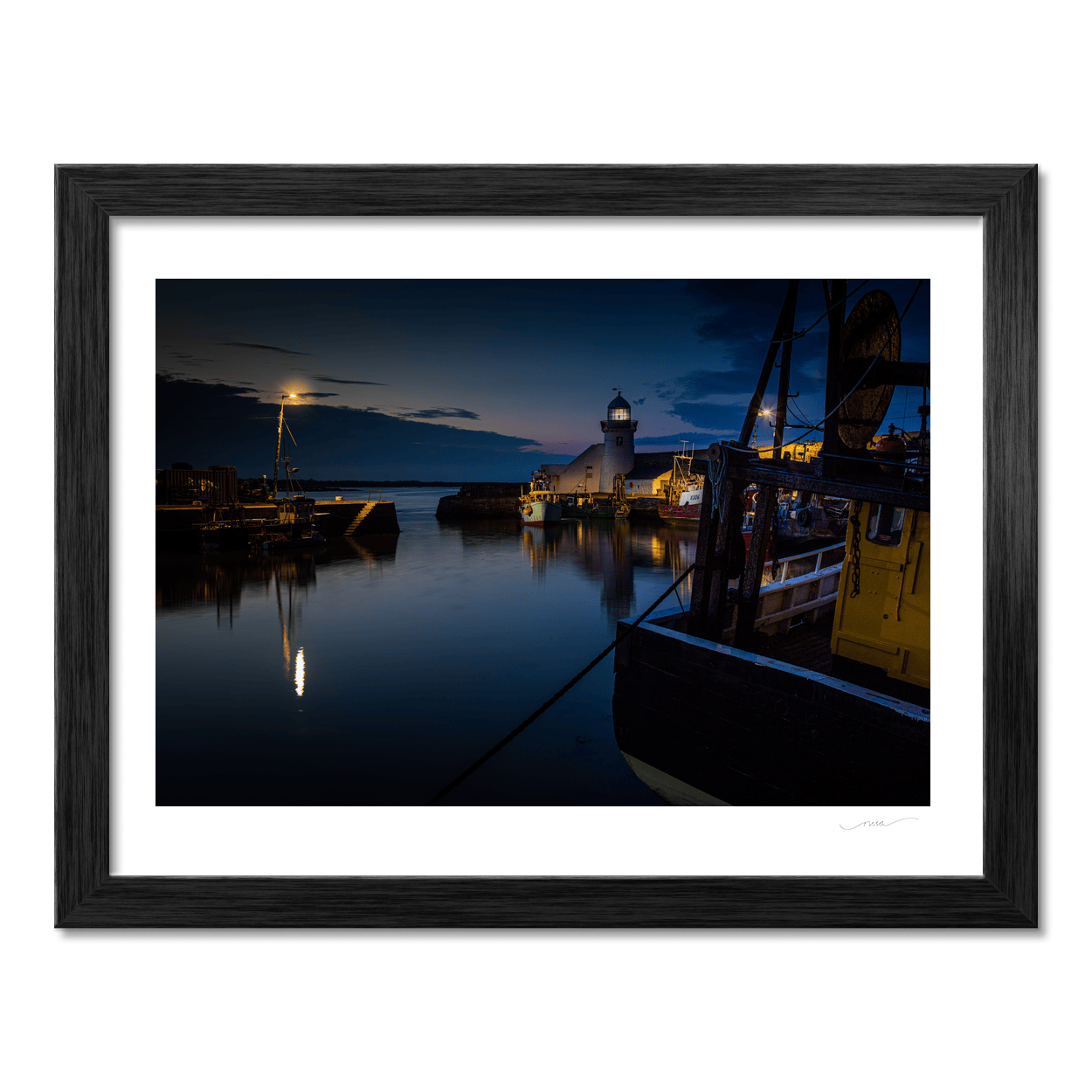 Nua Photography Print Balbriggan Harbour and Lighthouse at Blue Hour, Co. Dublin Balbriggan Harbour Lighthouse Blue Hour | Nua Photography