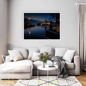 Nua Photography Print Balbriggan Harbour and Lighthouse at Blue Hour, Co. Dublin Balbriggan Harbour Lighthouse Blue Hour | Nua Photography