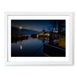 Nua Photography Print Balbriggan Harbour and Lighthouse at Blue Hour, Co. Dublin Balbriggan Harbour Lighthouse Blue Hour | Nua Photography