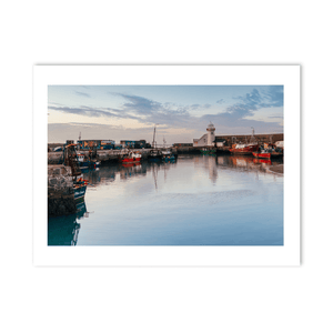 Nua Photography Print Balbriggan Harbour Fishing Boats and Lighthouse at Dusk, Co. Dublin Balbriggan Harbour Lighthouse Print | Nua Photography
