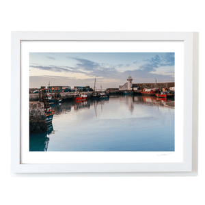 Nua Photography Print Balbriggan Harbour Fishing Boats and Lighthouse at Dusk, Co. Dublin Balbriggan Harbour Lighthouse Print | Nua Photography