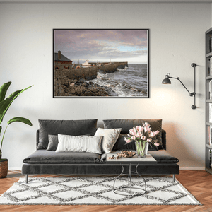 Nua Photography Print Balbriggan Harbour and Lighthouse with Stormy Waves, Co. Dublin Balbriggan Harbour Lighthouse Stormy Waves | Nua Photography