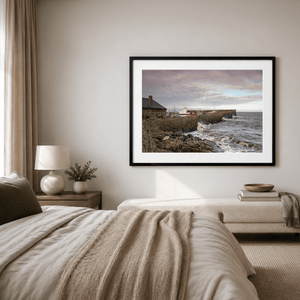 Nua Photography Print Balbriggan Harbour and Lighthouse with Stormy Waves, Co. Dublin Balbriggan Harbour Lighthouse Stormy Waves | Nua Photography