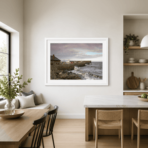 Nua Photography Print Balbriggan Harbour and Lighthouse with Stormy Waves, Co. Dublin Balbriggan Harbour Lighthouse Stormy Waves | Nua Photography