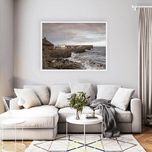 Nua Photography Print Balbriggan Harbour and Lighthouse with Stormy Waves, Co. Dublin Balbriggan Harbour Lighthouse Stormy Waves | Nua Photography