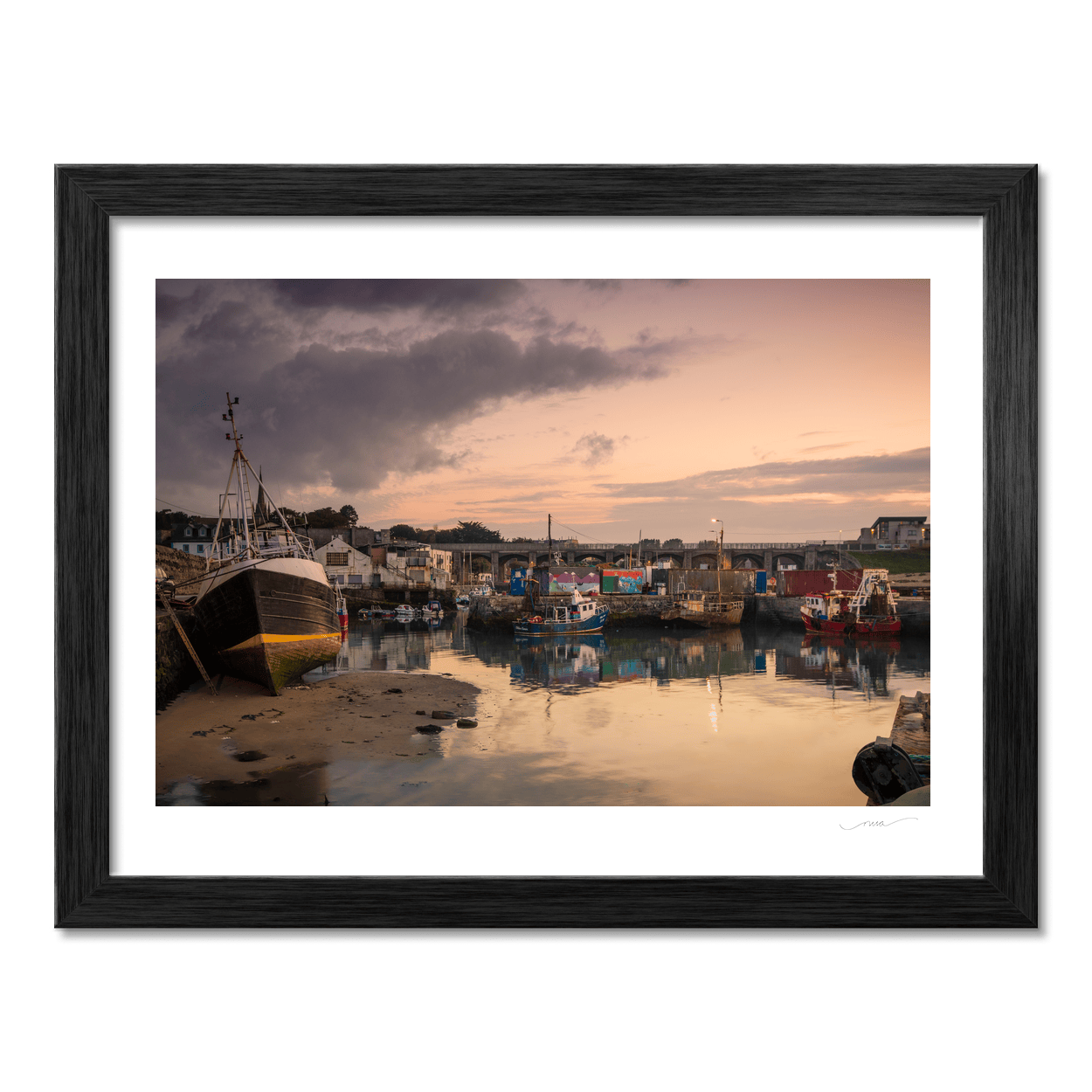 Nua Photography Print Balbriggan Harbour Fishing Boats at Sunset, Co. Dublin Balbriggan Harbour Sunset Photography Print | Nua | Nua