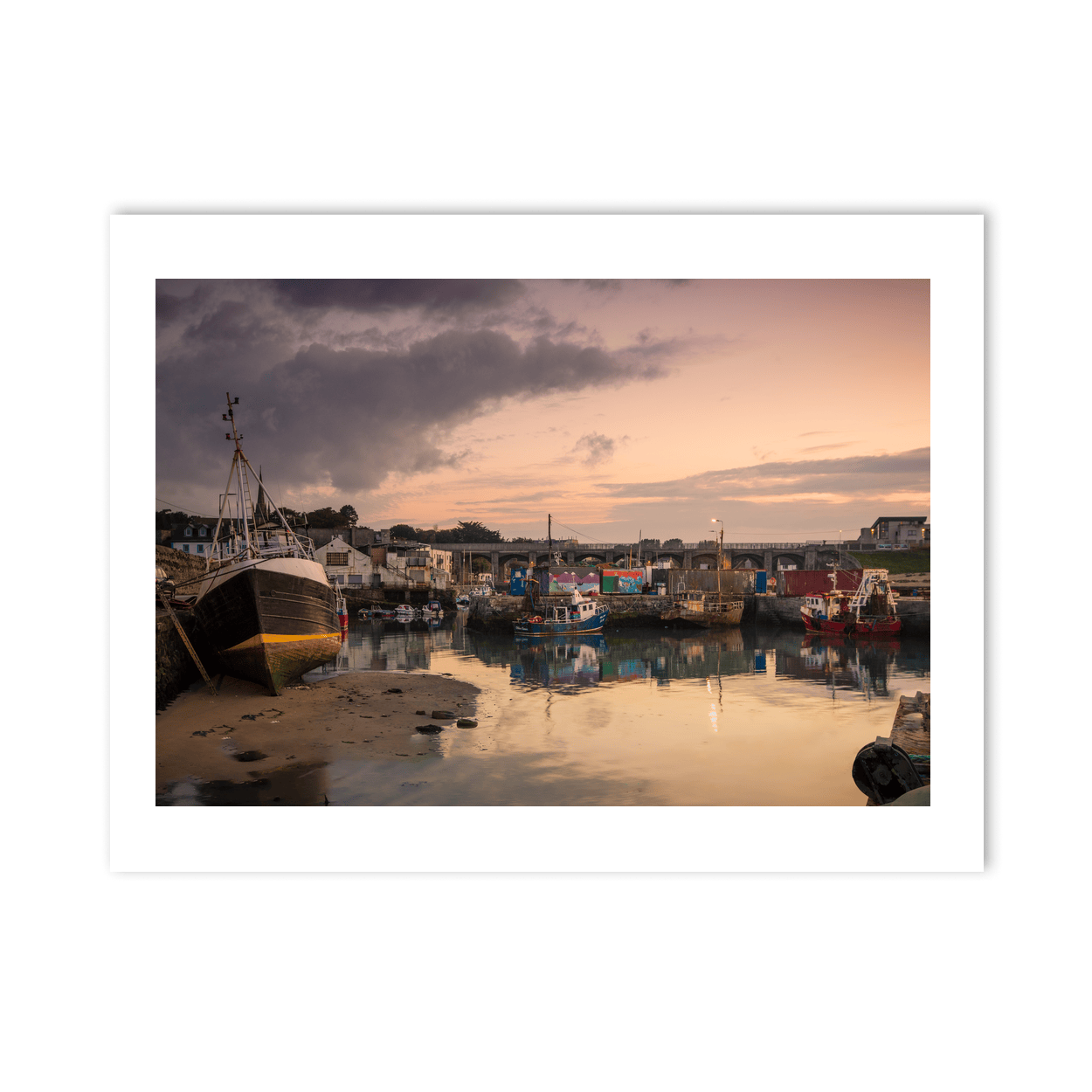 Nua Photography Print Balbriggan Harbour Fishing Boats at Sunset, Co. Dublin Balbriggan Harbour Sunset Photography Print | Nua | Nua