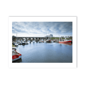 Nua Photography Print Balbriggan Harbour and Viaduct with Fishing Boats, Co. Dublin Balbriggan Harbour and Viaduct Print | Nua Photography