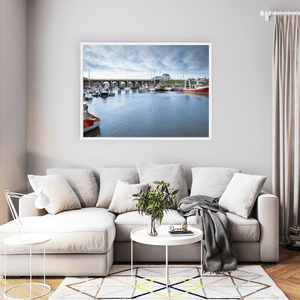 Nua Photography Print Balbriggan Harbour and Viaduct with Fishing Boats, Co. Dublin Balbriggan Harbour and Viaduct Print | Nua Photography