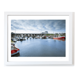 Nua Photography Print Balbriggan Harbour and Viaduct with Fishing Boats, Co. Dublin Balbriggan Harbour and Viaduct Print | Nua Photography