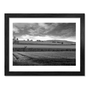 Nua Photography Print Baldungan Church and Tower across Rolling Fields, Skerries Co. Dublin Baldungan Church Tower Black & White Print | Nua Photography