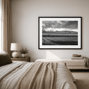 Nua Photography Print Baldungan Church and Tower across Rolling Fields, Skerries Co. Dublin Baldungan Church Tower Black & White Print | Nua Photography