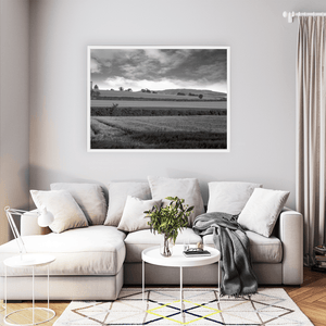 Nua Photography Print Baldungan Church and Tower across Rolling Fields, Skerries Co. Dublin Baldungan Church Tower Black & White Print | Nua Photography
