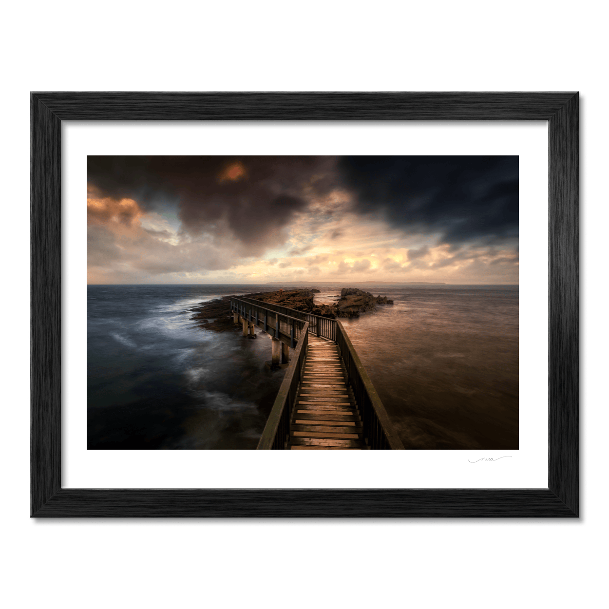 ballintoy-harbour-boardwalk-dramatic-sunset PM