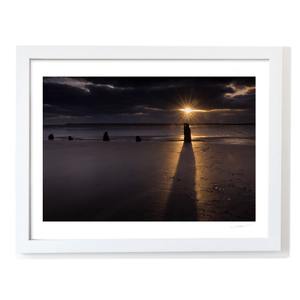 Nua Photography Print Cork Beach Wooden Posts at Dramatic Sunset, Co. Cork Cork Beach Wooden Posts Dramatic Sunset Print | Nua Photography