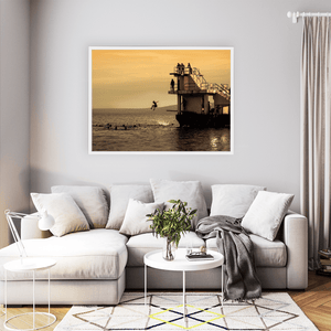 Nua Photography Print Blackrock Diving Tower at Sunset with Swimmers, Salthill, Co. Galway Blackrock Diving Tower Sunset Salthill Print | Nua Photography