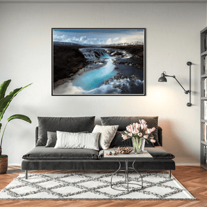 Nua Photography Print BrÃºarfoss Waterfall with Dancer in Red, Iceland BrÃºarfoss Waterfall Iceland with Dancer Print | Nua Photography