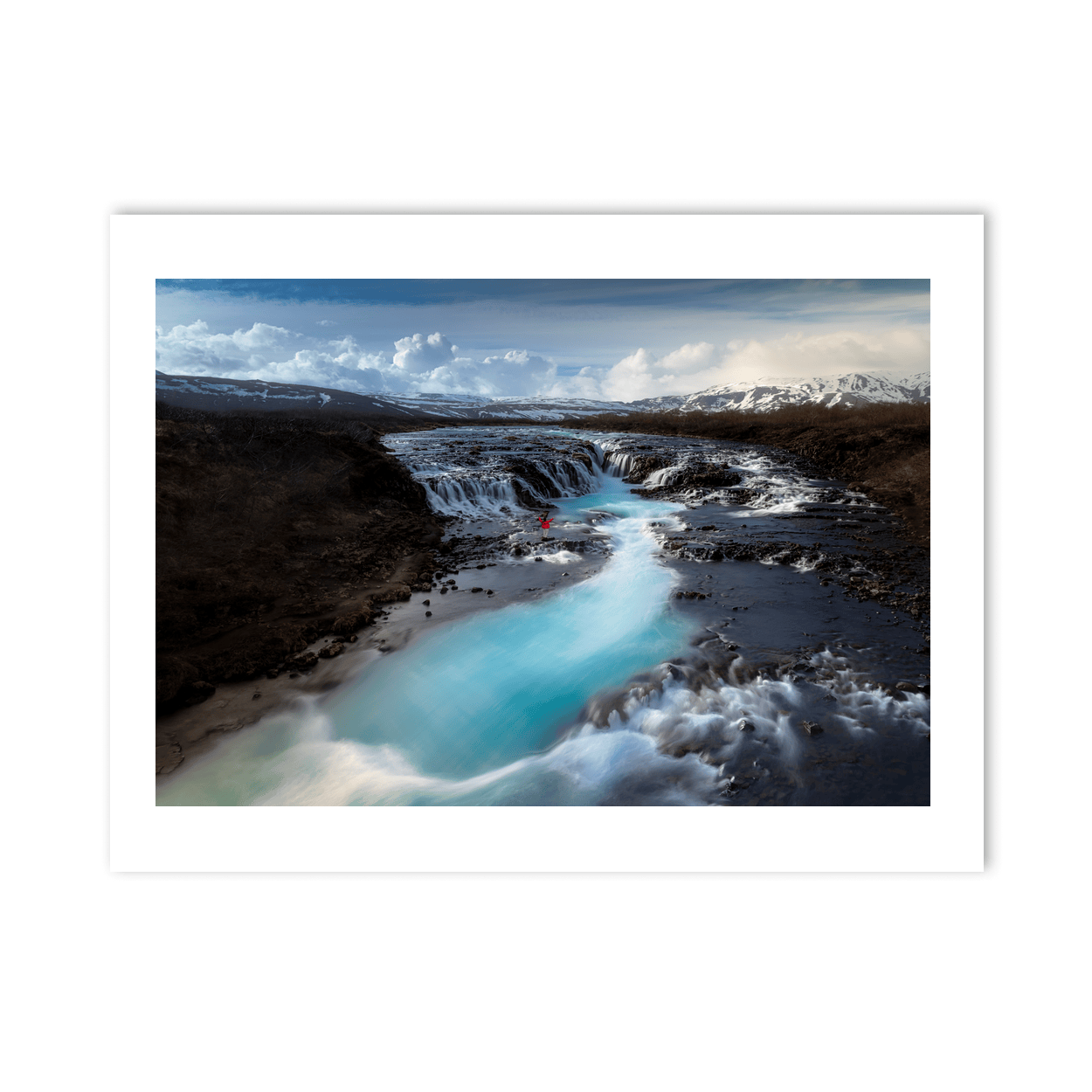 Nua Photography Print BrÃºarfoss Waterfall with Dancer in Red, Iceland BrÃºarfoss Waterfall Iceland with Dancer Print | Nua Photography