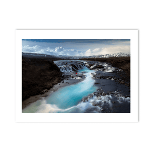 Nua Photography Print BrÃºarfoss Waterfall with Dancer in Red, Iceland BrÃºarfoss Waterfall Iceland with Dancer Print | Nua Photography