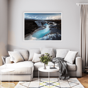 Nua Photography Print BrÃºarfoss Waterfall with Dancer in Red, Iceland BrÃºarfoss Waterfall Iceland with Dancer Print | Nua Photography
