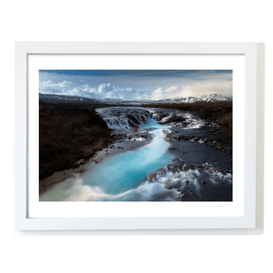 Nua Photography Print BrÃºarfoss Waterfall with Dancer in Red, Iceland BrÃºarfoss Waterfall Iceland with Dancer Print | Nua Photography