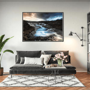 Nua Photography Print BrÃºarfoss Waterfall Turquoise Waters Under Dramatic Sky, Iceland BrÃºarfoss Waterfall Turquoise Waters Iceland Print | Nua Photography