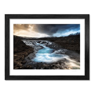 Nua Photography Print BrÃºarfoss Waterfall Turquoise Waters Under Dramatic Sky, Iceland BrÃºarfoss Waterfall Turquoise Waters Iceland Print | Nua Photography