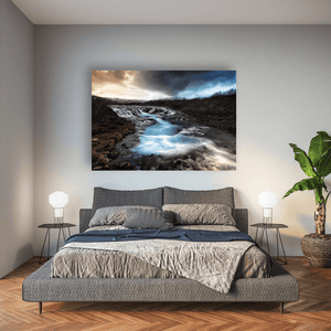 Nua Photography Print BrÃºarfoss Waterfall Turquoise Waters Under Dramatic Sky, Iceland BrÃºarfoss Waterfall Turquoise Waters Iceland Print | Nua Photography