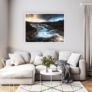 Nua Photography Print BrÃºarfoss Waterfall Turquoise Waters Under Dramatic Sky, Iceland BrÃºarfoss Waterfall Turquoise Waters Iceland Print | Nua Photography