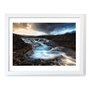 Nua Photography Print BrÃºarfoss Waterfall Turquoise Waters Under Dramatic Sky, Iceland BrÃºarfoss Waterfall Turquoise Waters Iceland Print | Nua Photography