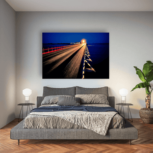 Nua Photography Print Bull Wall Wooden Bridge Light Trails at Night, Dublin City Bull Wall Wooden Bridge Light Trails at Night Print | Nua