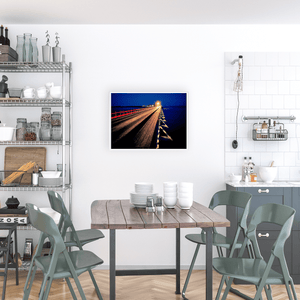 Nua Photography Print Bull Wall Wooden Bridge Light Trails at Night, Dublin City Bull Wall Wooden Bridge Light Trails at Night Print | Nua