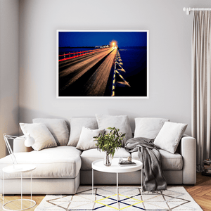 Nua Photography Print Bull Wall Wooden Bridge Light Trails at Night, Dublin City Bull Wall Wooden Bridge Light Trails at Night Print | Nua