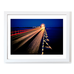 Nua Photography Print Bull Wall Wooden Bridge Light Trails at Night, Dublin City Bull Wall Wooden Bridge Light Trails at Night Print | Nua